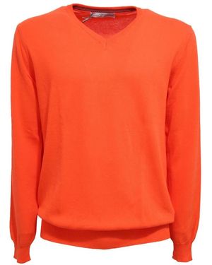 Daniele Alessandrini V-Neck Knitwear - Orange