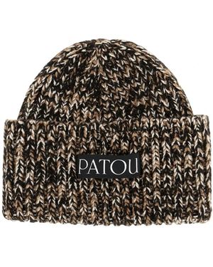 Patou Accessoires ,Bruin ,Wol Rib Beanie - Zwart