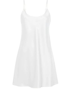 La Perla Nachtkleding ,Wit ,Satijn Zijden Korte Slipjurk