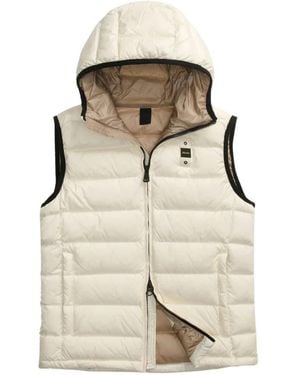 Blauer Jassen ,Wit ,Leer Arden Padded Vest - Naturel