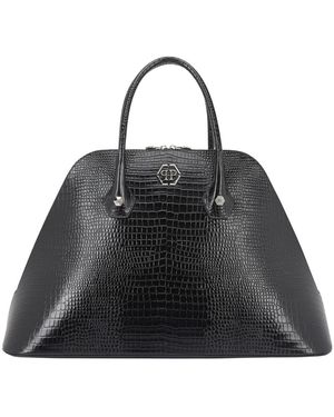 Philipp Plein Majestic Handbag Cocco Large - Zwart