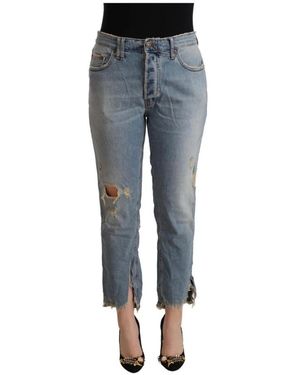 CYCLE Zerrissene mid waist cropped denim jeans - Blau