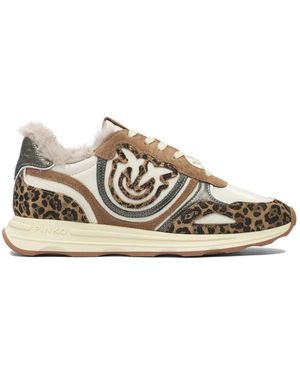 Pinko Leopard Print Trainers - Natural