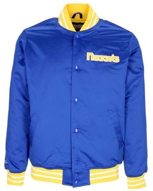 Mitchell & Ness Nba Heavyweight Satin Bomber Jacket - Blau