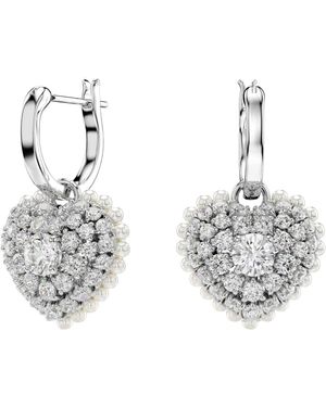 Swarovski Ohrhänger Idyllia Heart Drop Earrings Weiß Rhodiniert 5684384 - Mettallic