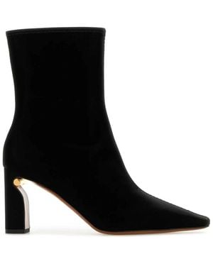 McQueen Schwarze Stoff Ankle Boots 8Cm Absatz