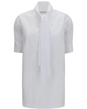 Dries Van Noten Overhemden ,Wit ,Katoen Katoenen Blouse Met Sjaaldetail - Grijs