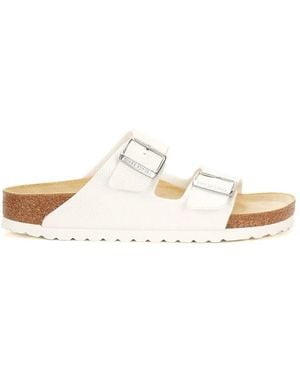 Birkenstock Weiße Flache Anatomische Schuhe Mit Schnallen - Mettallic