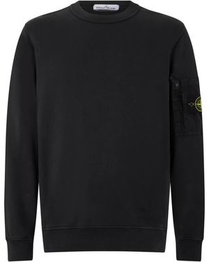 Stone Island Sweatshirt Van Katoenfleece Met Ronde Hals - Zwart