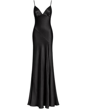 Alberta Ferretti Satin Long Dress - Zwart