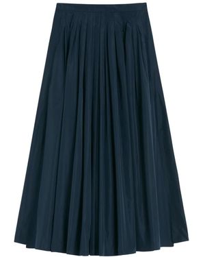 Max Mara Wijde Geplooide Midi Rok - Blauw