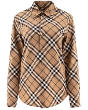 Burberry Geruite Blouse Aw24 - Bruin