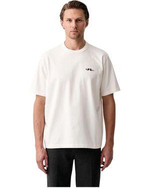 Paul Smith Tops ,Wit ,Katoen Oversized T-Shirt Van Katoen Met Geborduurd Logo