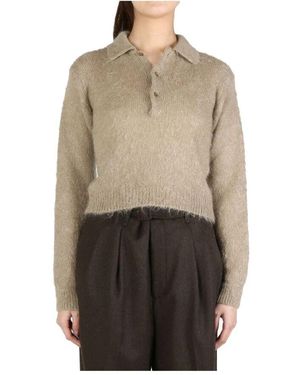 AURALEE Graues Poloshirt Mit Bürsteneffekt