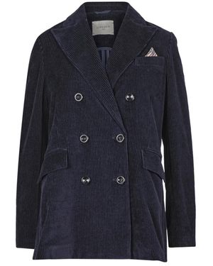 Circolo 1901 Fluwelen Double-Breasted Blazer Met Geribbelde Afwerking - Blauw