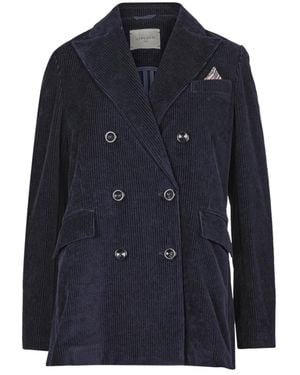 Circolo 1901 Samt Doppelreiher-Blazer Mit Rippenmuster - Blau