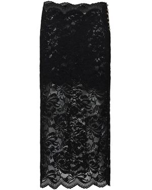Rabanne Stretch Midirock Mit Floraler Spitze - Schwarz