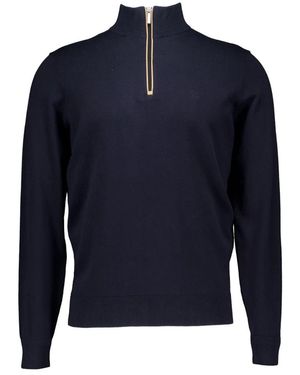 Bugatti Truien & Vesten ,Blauw ,Katoen Half-Zip Sweater 7500