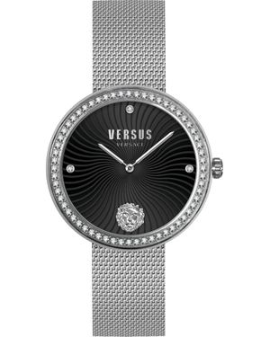 Versus Accessoires ,Grijs ,Elegante Mesh Band Dameshorloge - Metallic