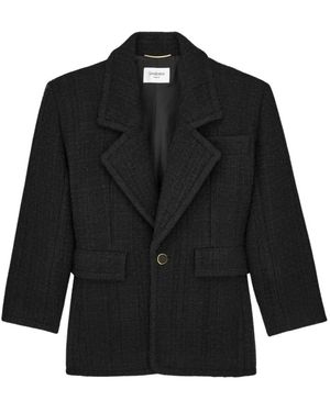Saint Laurent Jassen ,Zwart ,Tweed Veste Tweed Relief Irrégulier