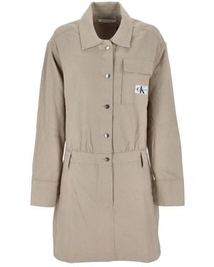 Calvin Klein Single-Breasted Coats - Neutro