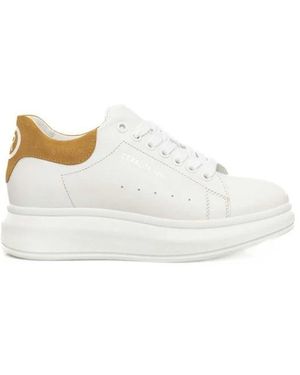 Cerruti 1881 Sneakers platform in pelle bianca con logo - Bianco
