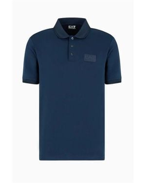 EA7 Weiches lyocell polo shirt blau