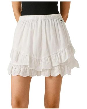 Pepe Jeans Ruffled Short Skirt - Wit