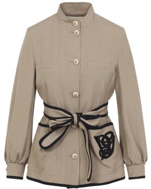 Valentino Caban Embroidered Logo Vg Jacket - Grijs