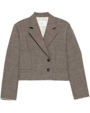 Tela Jassen ,Bruin ,Leer Dubbelrijige Blazer