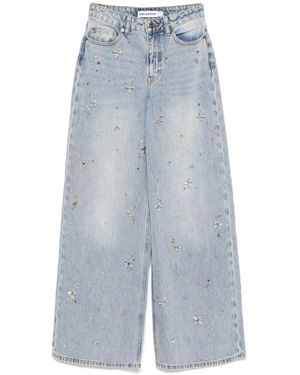 Self-Portrait Blauwe Kristal Bloemen Jeans