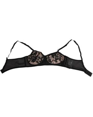 Dolce & Gabbana Zwarte Nude Bloemenkant Sheer Bh