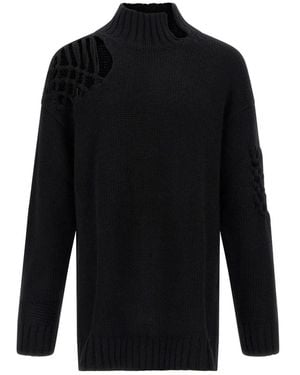 Yohji Yamamoto Macramé Insert Sweater - Zwart