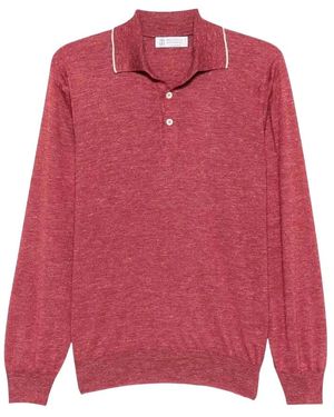 Brunello Cucinelli Polo Shirt Met Biesdetails - Rood
