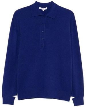 Tibi Washable Cashmere Easy Polo Sweater - Blauw