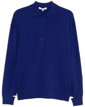 Tibi Washable Cashmere Easy Polo Sweater - Blau