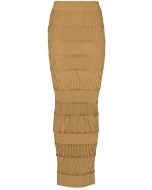 Balmain Lange Jacquard Gebreide Rok - Naturel