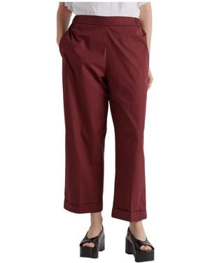 MEIMEIJ Broeken ,Rood ,Katoen Pantalon Met Rechte Pijpen En Zakken