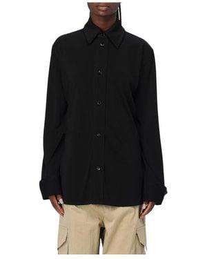 Bottega Veneta Schwarze Seiden Langarm Hemdbluse