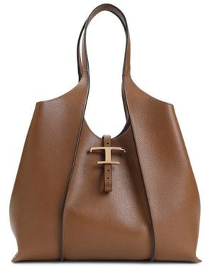 Tod's T Timeless Medium Shoulder Bag - Bruin