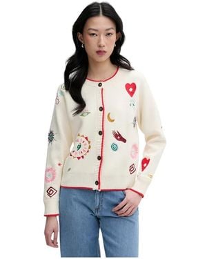 Never Fully Dressed Truien & Vesten ,Veelkleurig ,Polyester Knitted Cardigan Met Knopen - Rood