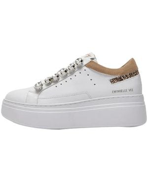Emanuélle Vee Schoenen ,Wit ,Pailletten Witte Glam Sneakers Met Stenen En Pailletten