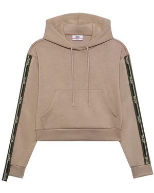 Gcds Hoodies & Sweatvesten ,Bruin ,Polyester Logo Tape Scuba Hoodie - Naturel