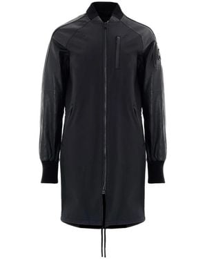 Moose Knuckles Jassen ,Zwart ,Leer Technische Stof En Leren Parka - Blauw