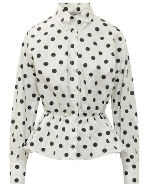 Fiorucci Hemdkragen Aus Krepp De Chine Mit Polka Dots - Weiß