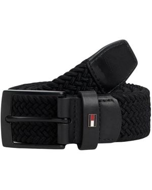 Tommy Hilfiger Accessoires ,Zwart ,Polyester Gevlochten Elastische Webbing Riem