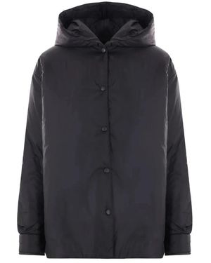 Aspesi Zwarte Nylon Snap-Knoop Jas