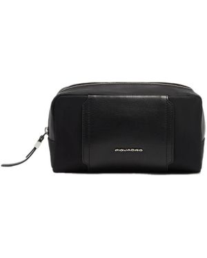 Piquadro Kleine Kosmetiktasche Aus Wasserabweisendem Stoff - Schwarz