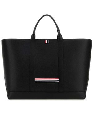 Thom Browne Elegante borsa della spesa in pelle nera - Nero