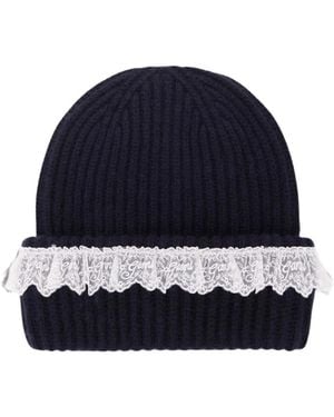 Ganni Accessoires ,Blauw ,Wol Muts Van Kantwol
